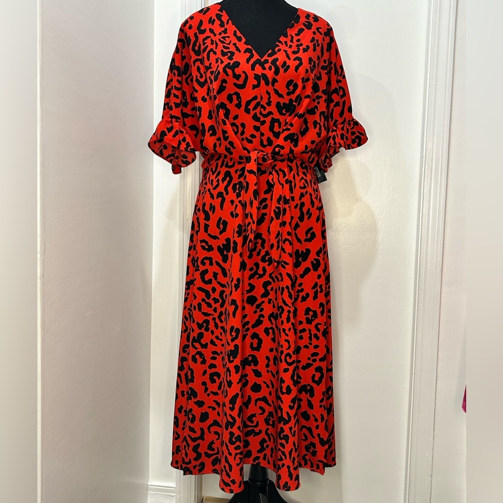 Red animal print dress
